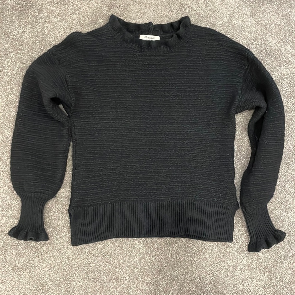 Black Ruffle Neck Sweater